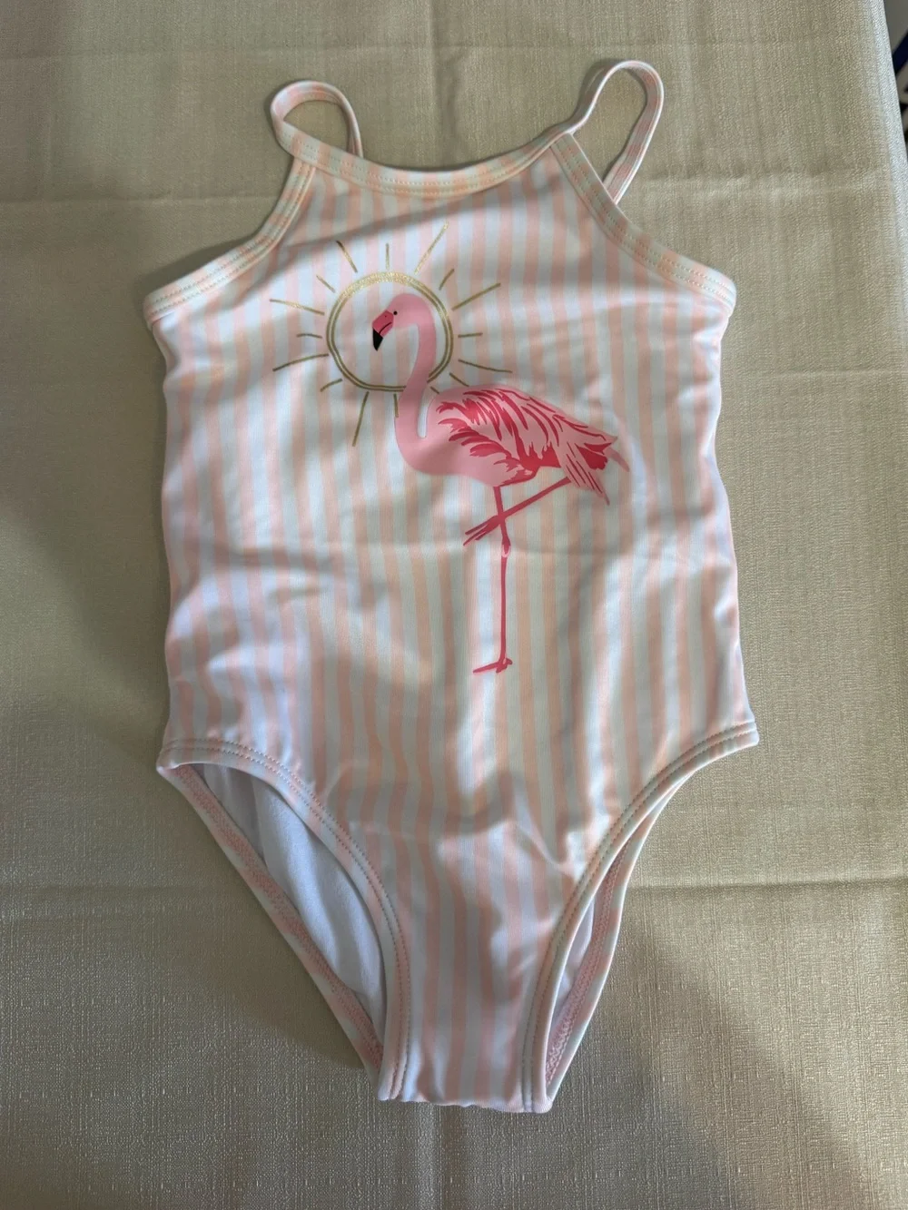 Crazy 8 Pink Vertical Stripe Flamingo Swimsuit